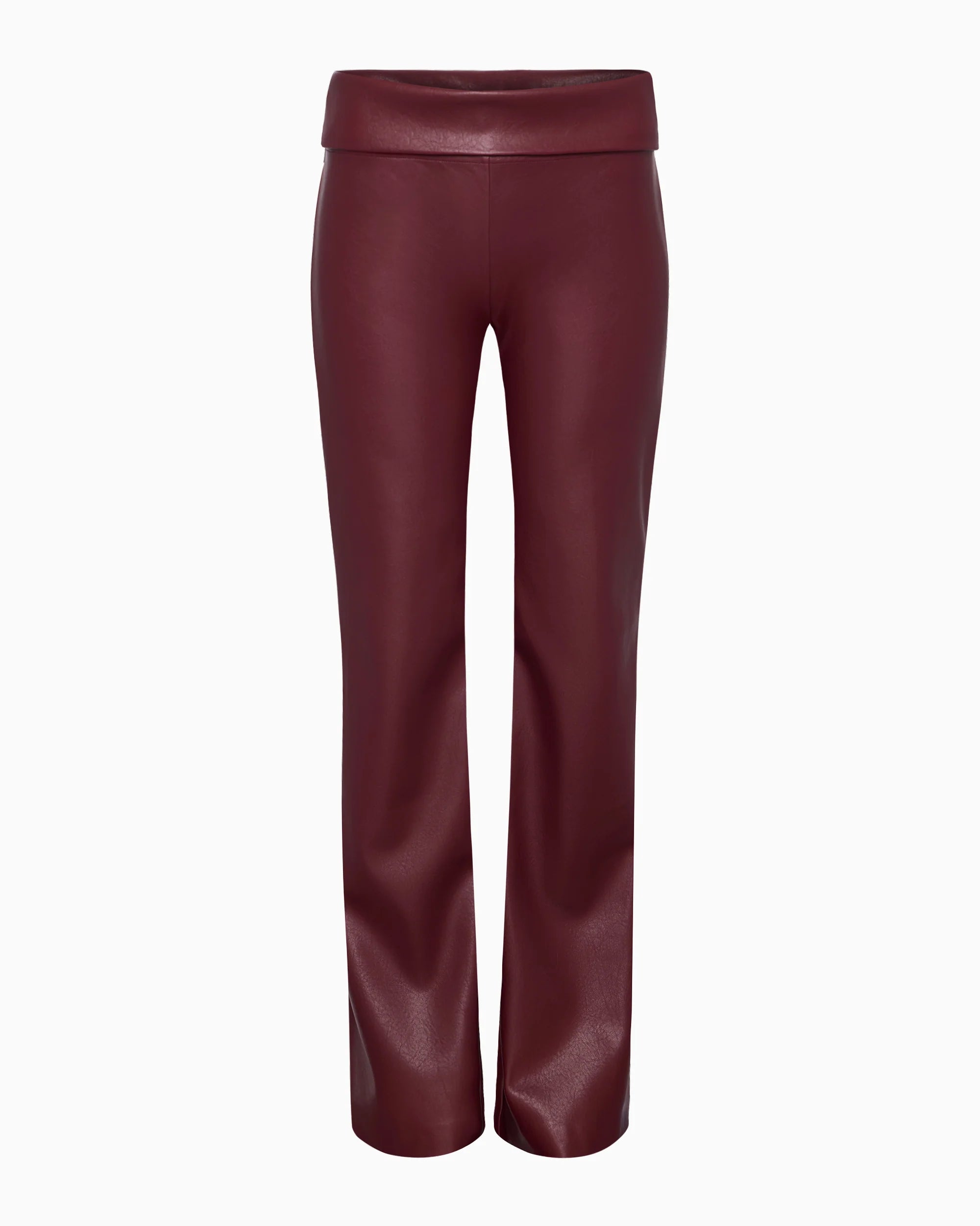 Merlot Fold Over Leather Pants