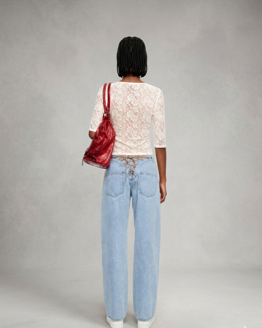 Lace Up Jeans